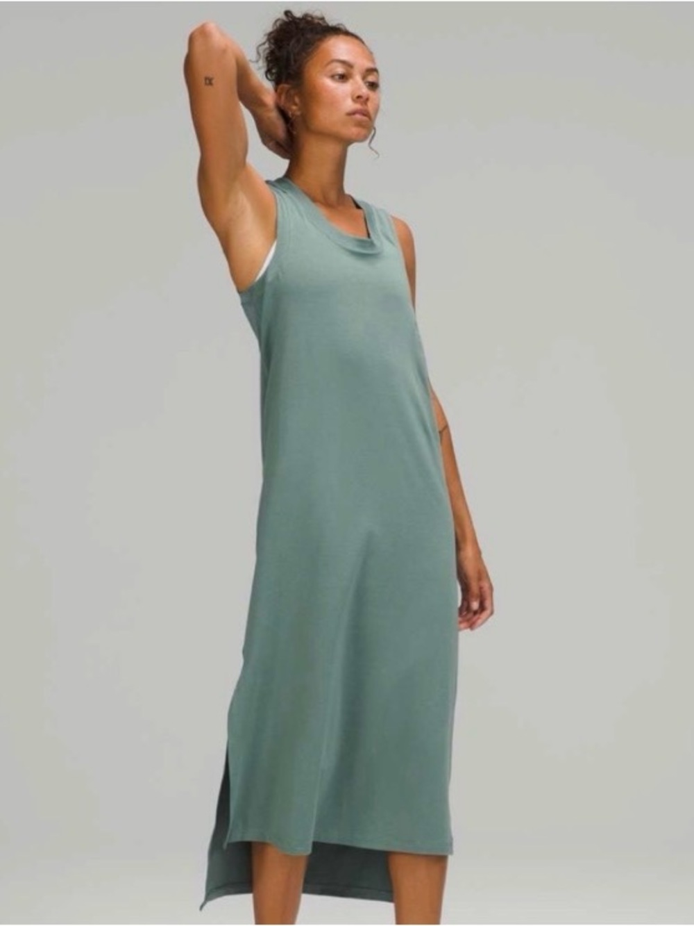 Lululemon Women's Pima Cotton All Yours Maxi Tank Dress In Tidewater Teal Size 4